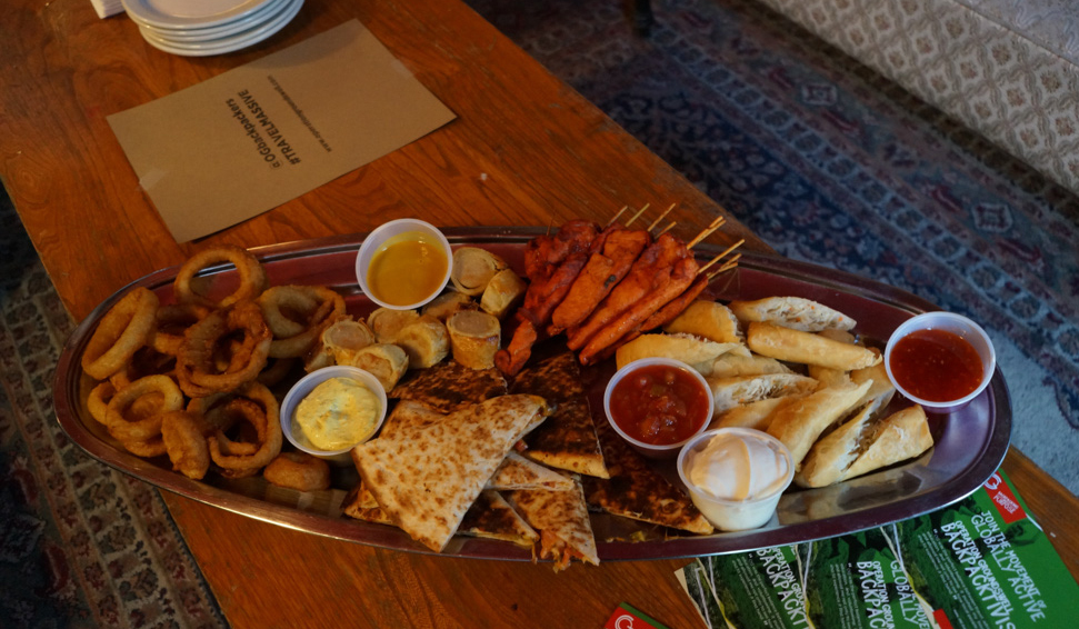 Amazing appetizer platter complete with all the good stuff!