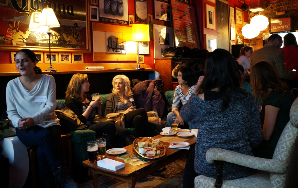 Members of the Toronto Travel Massive Community mingling and enjoying their refreshments.