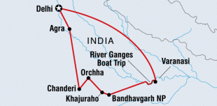 The Unforgettable India Intrepid Travel tour route.